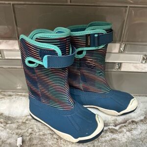 PLAE Thandi Rain Waterproof Boots Girls Size 8 Lightweight Blue striped